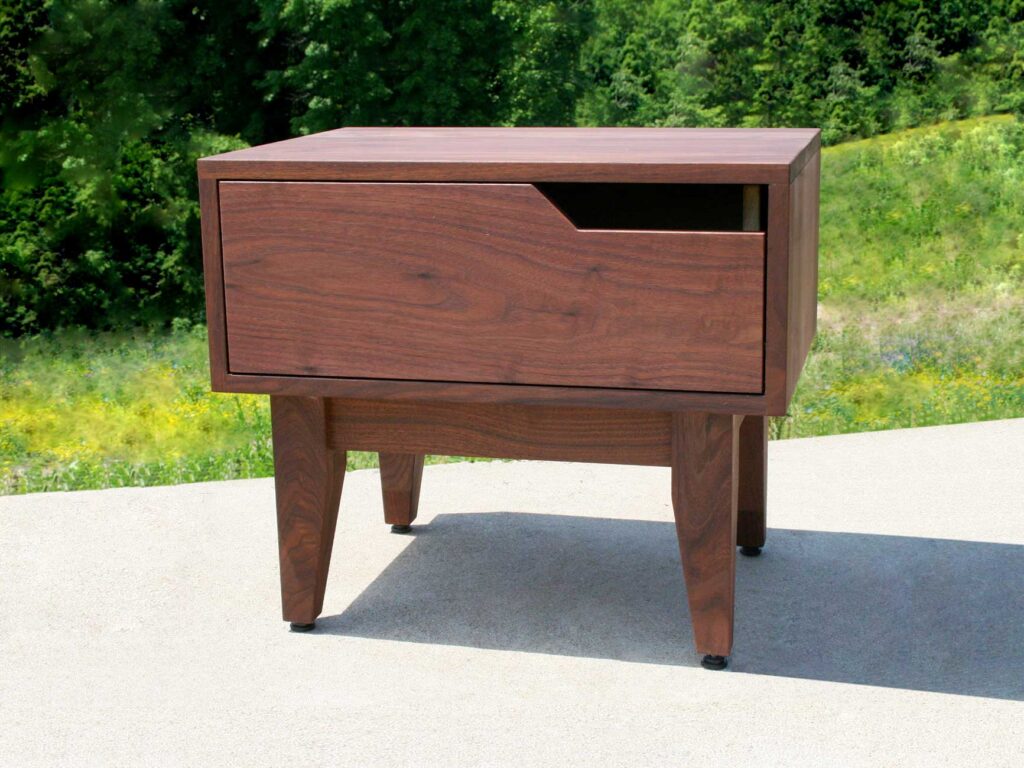 Bedside table with one drawer front view