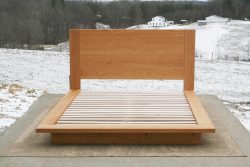 Platform bed with tall headboard