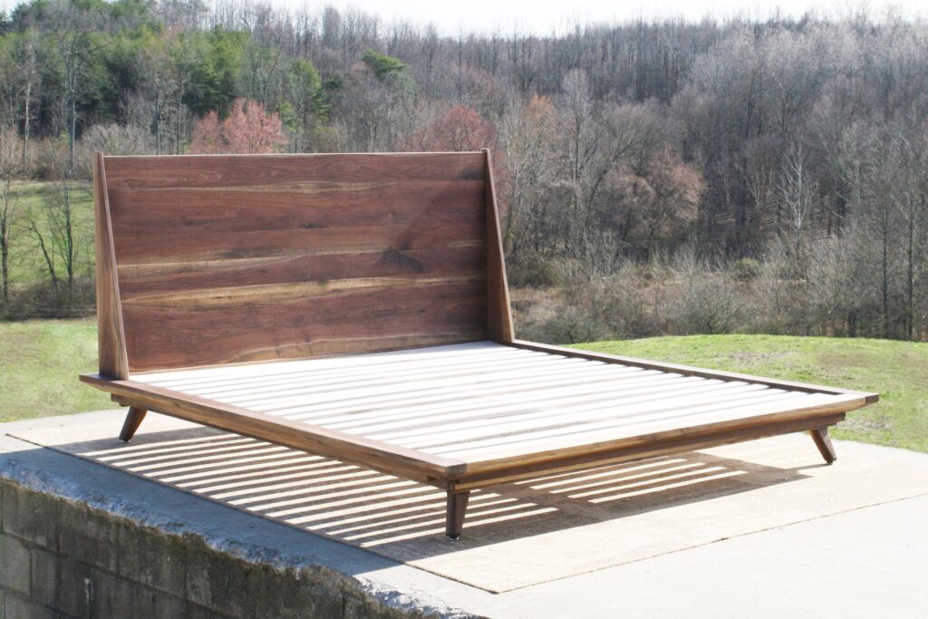 walnut mid century modern platform bed