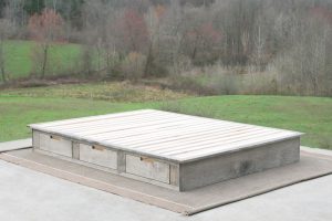 side angled view Low Platform Bed or Tatami Bed with 6 drawers