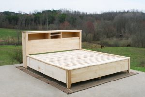 Storage bed with bookcase headboard and 4 drawers