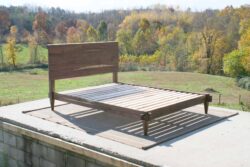 Raised platform bed with a mortise and tenon system side view