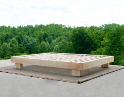 Platform Bed with large block feet side view