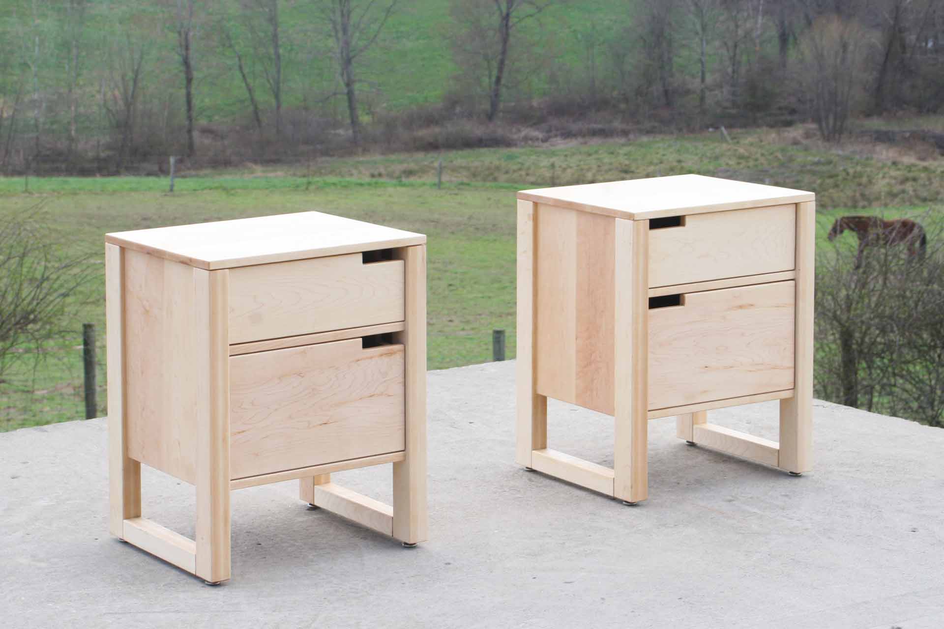 Mid century modern nightstand with 2 inset drawers bt020a