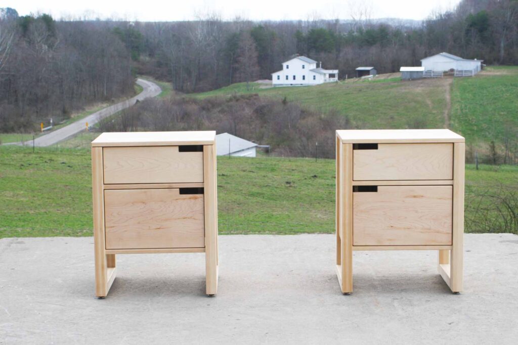two maple nightstands