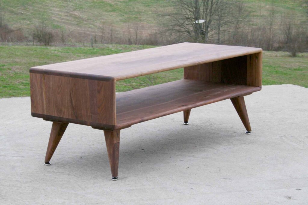 end table in walnut angle view