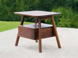 Mid-Century Modern Bedside nightstand with 1 drawer side view