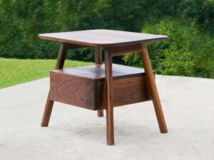 Mid-Century Modern Bedside nightstand with 1 drawer side view
