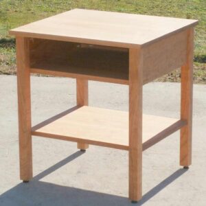 Bedside Table with straight legs and 2 shelves side view