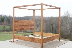 Canopy Bed with a square headboard side angled view view