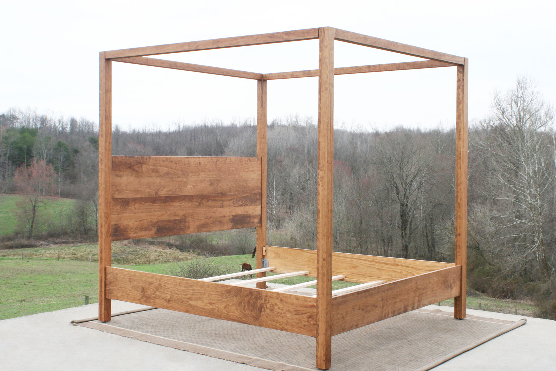 Canopy Bed with Square Headboard, Posts and Top Rails cbrnv4