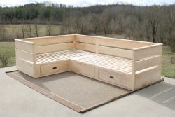 L shape Day Bed with storage drawers front view