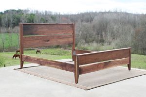 box spring bed with tall headboard side view