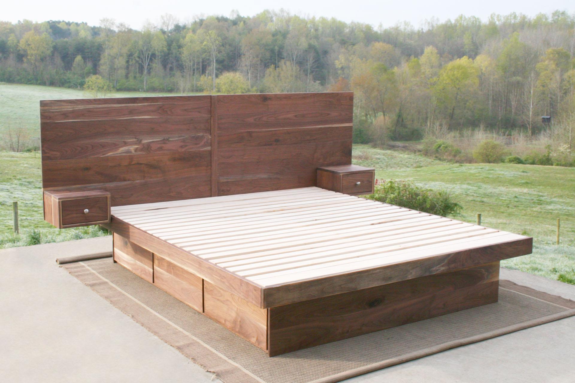 Storage bed frame with headboard and nightstands ndfvc01