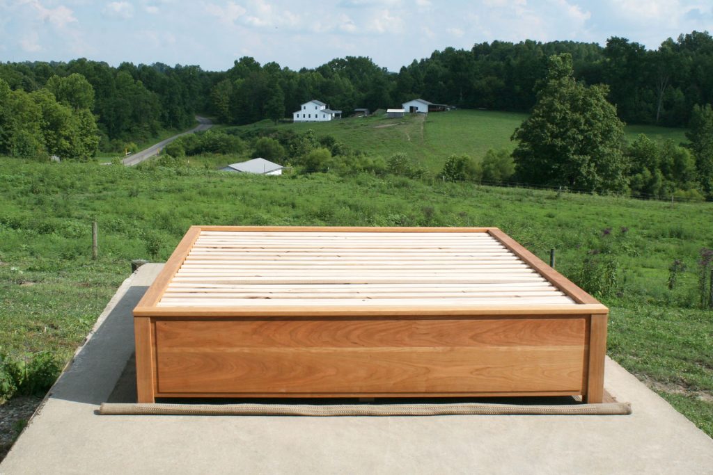 front view Platform Bed with 6 drawers and recessed frame