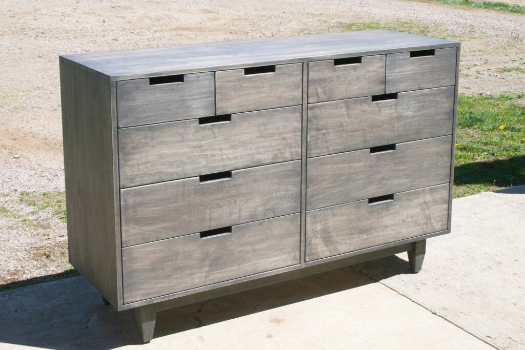 gray stain 10 drawer mid century modern dresser