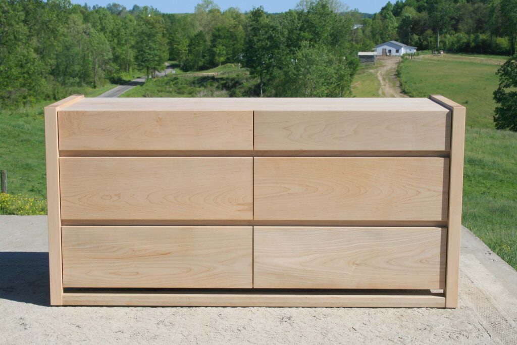 6 Drawer Dresser with Framed Ends and Overlap Drawers front view maple