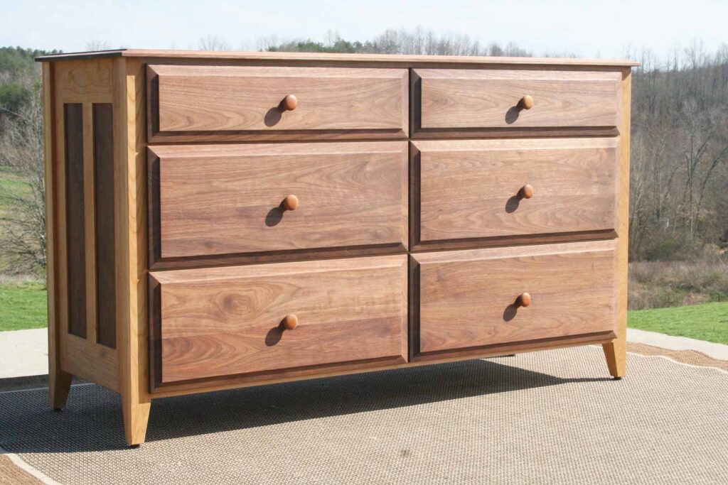 6 Drawer Dresser with paneled ends and raised panel drawers side view