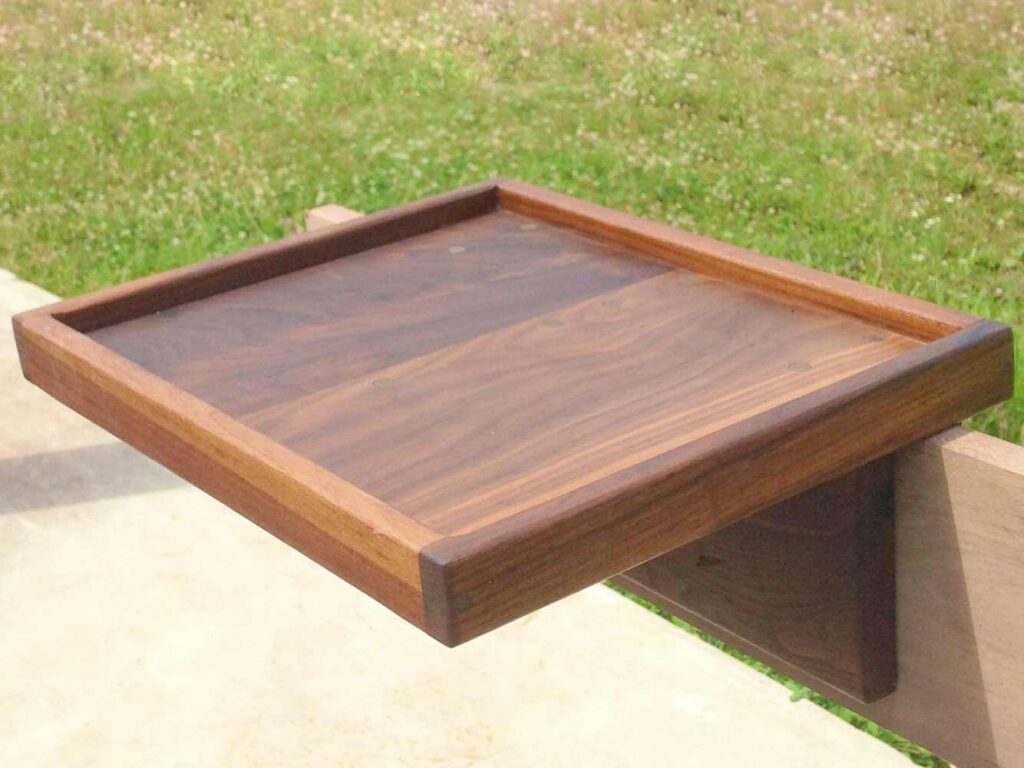 Small side table to hang on bed frame side view