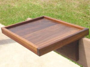 Small side table to hang on bed frame side view