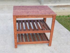 Bedside Table with two slat shelves front view