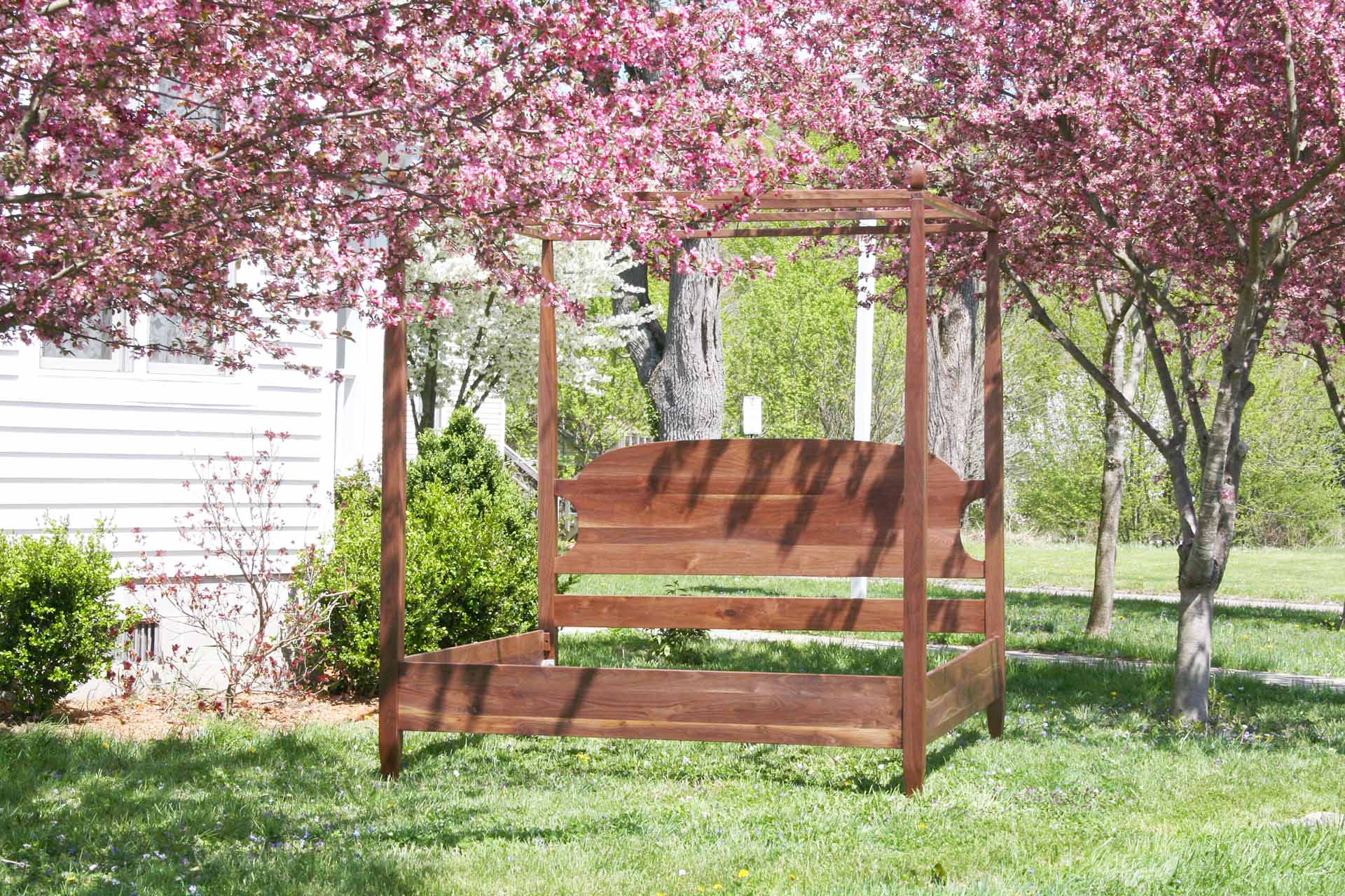 Canopy Bed with an Arched Headboard and Tapered Posts cbrnp3