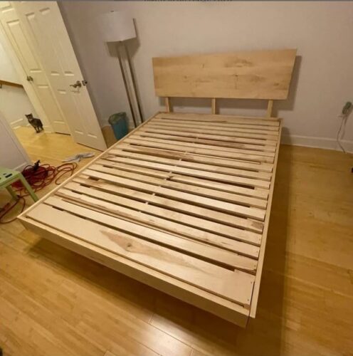 Click to view full screen Mid Century Platform Bed with Slanted Headboard ncrns02 photo review