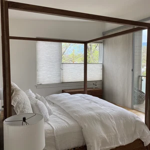 Click to view full screen Low Canopy Bed with Headboard and Square Rails cbfwv1 photo review