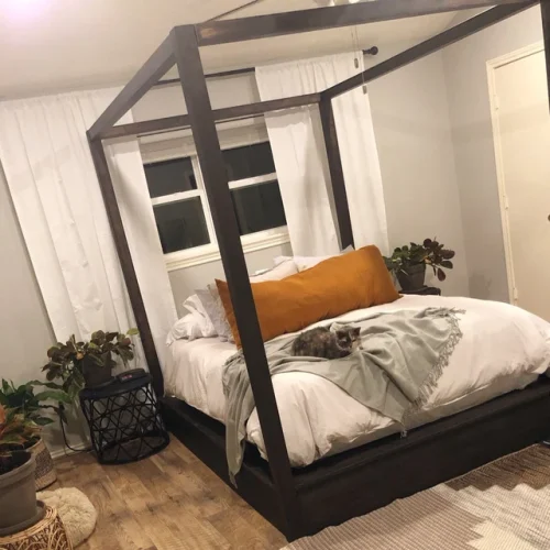 Modern canopy bed with wide platform and large rails cbfwn1 photo review