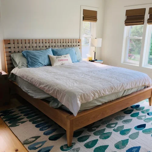 Click to view full screen Platform bed with organic fabric headboard NbRsS01 photo review