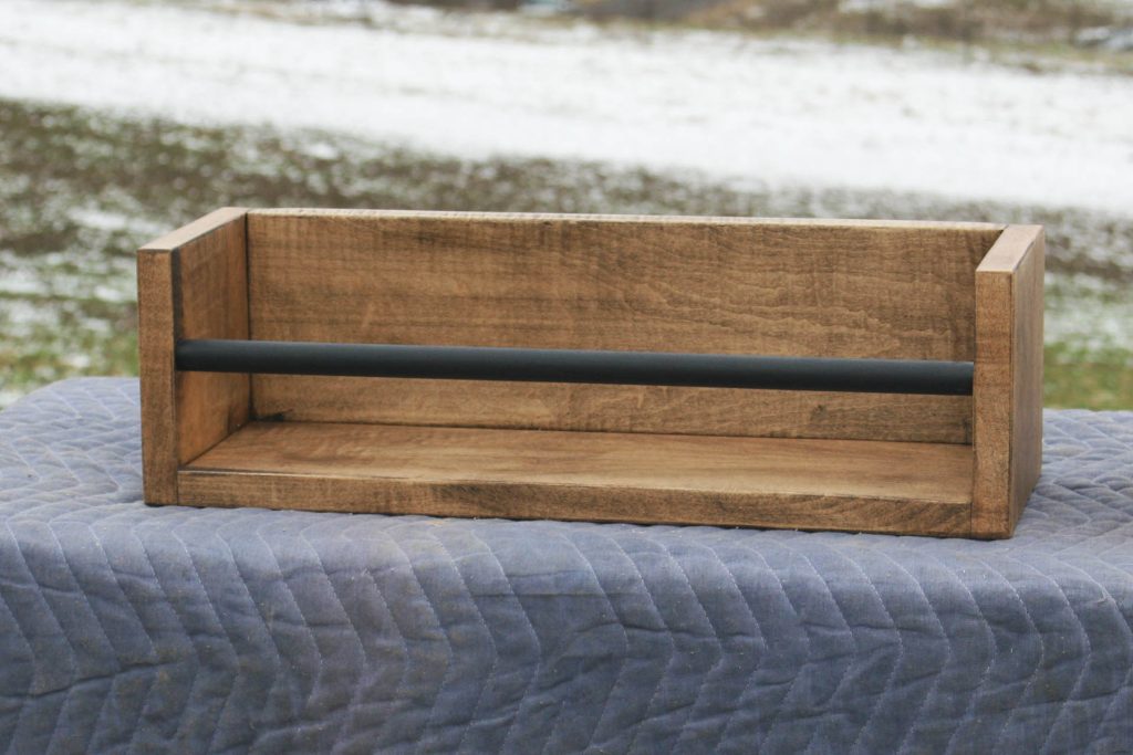 Floating Shelf with Barred Front view