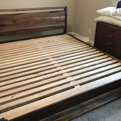 Modern platform bed with headboard NbRnV04 photo review