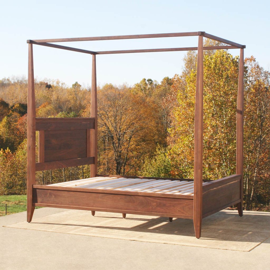 angled view Canopy Bed with Shaped Headboard