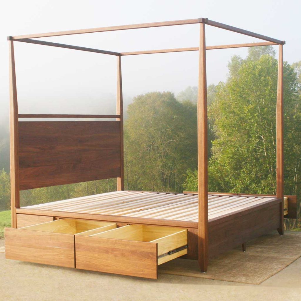 Storage Bed with Canopy and Six Drawers open